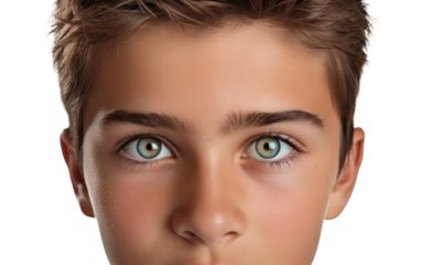 Curious Boy's Face On Transparent Background