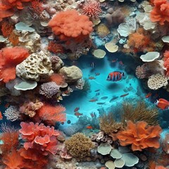 coral reef and coral generated Ai