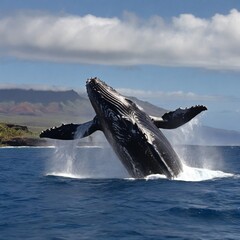 humpback whale in the sea generated Ai