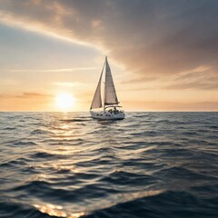 sailboat at sunset generated Ai
