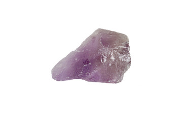 Amethyst mineral stone macro on white background