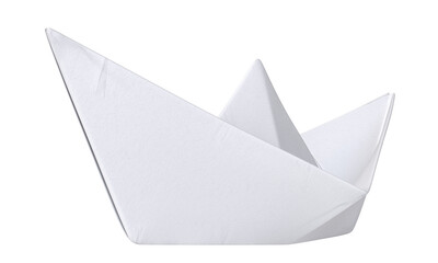 3d origami paper boat rendered isolated