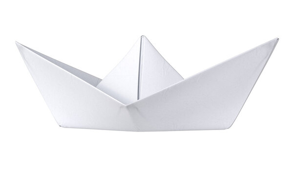 paper boat isolated on a white background.side view.