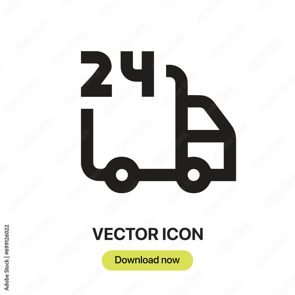 Leinwandbilder 24 hours delivery icon vector. linear-style sign for mobile concept and web design. 24 hours deliver