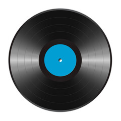 Blank vinyl disc mock up. Realistic empty template of a music record plate. Png clipart isolated on transparent background