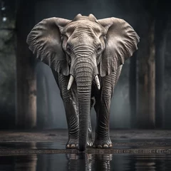 Zelfklevend Fotobehang Elephant on a gray background © ART_ist