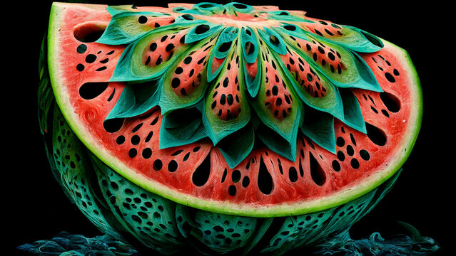 Artistic Watermelon Slice: Creative Fruit Carving Masterpiece