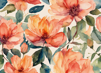 Beautiful watercolor flowers pattern