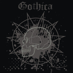 Gothic sign with skull, grunge vintage design t shirts
