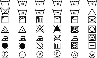 Laundry icons with white background.