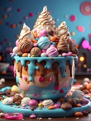 A delicious and indulgent ice cream dish - obrazy, fototapety, plakaty