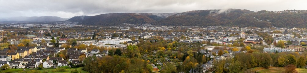 Fototapeta na wymiar Panoramic photo of the city Trier in Germany in the fall