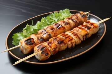 Culinary treat Grilled tube shaped fish paste cake or squid skewer