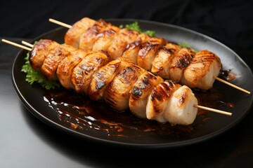 Savory skewer Grilled tube shaped fish paste cake or squid delicacy