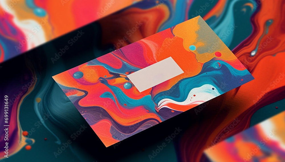 Poster abstract multi colored backdrop illustration with wet blue ink splashing motion generated by ai