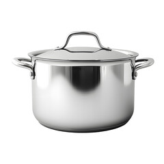 Large chrome pot with lid without background