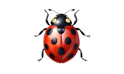  red ladybug isolated on transparent or white background, Top view, png