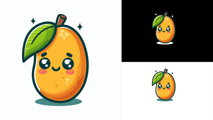 cute mango cartoon character illustration logo vector illustration