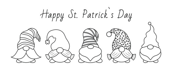 Vector illustration of Happy Saint Patrick s Day type with set of leprechaun