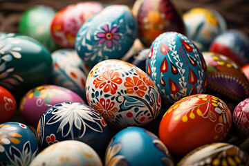 Fototapeta premium Draw patterns on eggshells during various festivals.