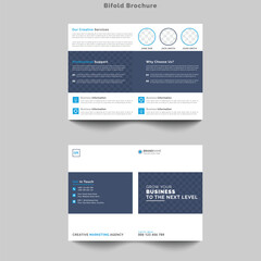 Clean corporate business bifold brochure magazine print-ready design template with minimal in A4