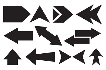 Arrows set. Cursor. Set different arrows or web design. Bold Arrow.  Collection different Arrows on flat style for web design or interface. Arrow vector icon. Direction symbols
