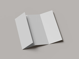 Blank accordion 4 panel fold A4 leaflet renders to present your design