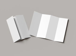 Blank accordion 4 panel fold A4 leaflet renders to present your design