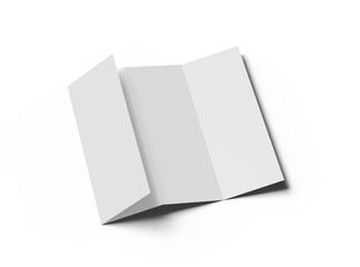 Blank accordion 4 panel fold A4 leaflet renders on transparent background