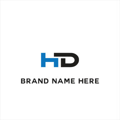 Fototapeta premium HD logo. H D design. White HD letter. HD, H D letter logo design. Initial letter HD linked circle uppercase monogram logo. H D letter logo vector design. 