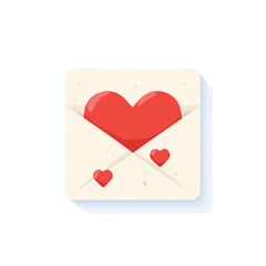 valentine card with hearts. Envelope sending hearts for Valentine's Day on white background