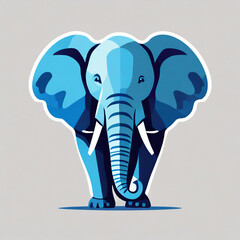 flat elephant blue logo icon isolated on white background
