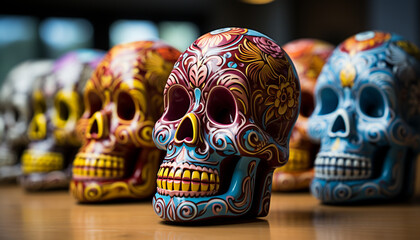 Ancient Mexican cultures celebrate Day of the Dead with spooky decorations generated by AI