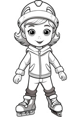 Obraz premium Coloring page of boy in ski suit isolated on transparent background