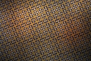 Textile cloth brown and gold with a kaleidoscope pattern