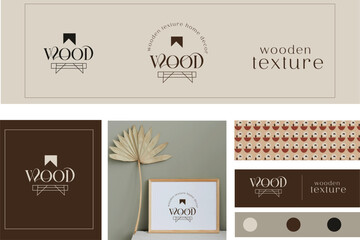 Beautiful Wooden decor logo design vector.