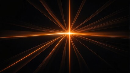Orange straight laser light beam on plain black background from Generative AI