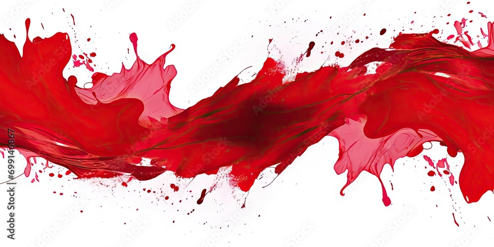 Poster red liquid flowing transparent background generative ai