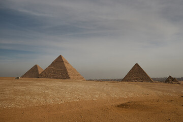 Fototapeta na wymiar Panoramic view of the Giza Pyramids