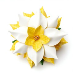 Flower made of paper isolated on white background, top view