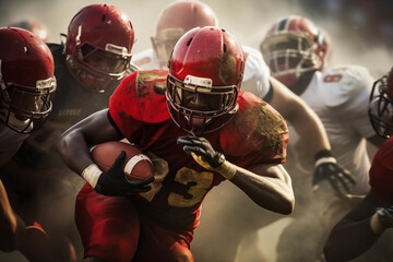 American football player trying score goal. Generative AI