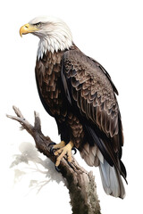 Obraz premium Drawing style scientific illustration of a bald eagle. Generative AI. transparent background. 