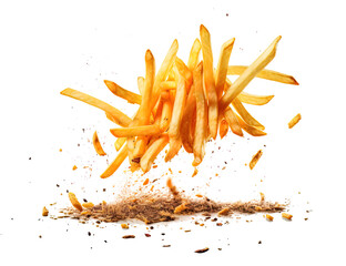 potato fry or french fried on white isolated transparent background