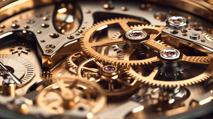 Close-up of a mechanical gears in swiss watch