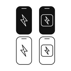 smartphone power charging line shape icon vector flat illustration