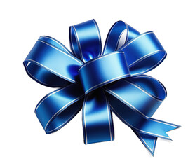 Blue Ribbon Bows Isolated on Transparent Background