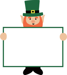 St. Patrick's Day leprechaun holding blank sign