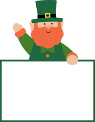 St. Patrick's Day leprechaun holding blank sign