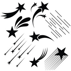 Shooting stars icon vector set. Comet tail or star trail illustration sign collection. Shooting stars vector. EPS 10
