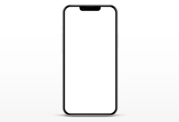 3D realistic high quality smartphone mockup with isolated background. Smart phone mockup collection. Device front view. 3D mobile phone with shadow on white background.